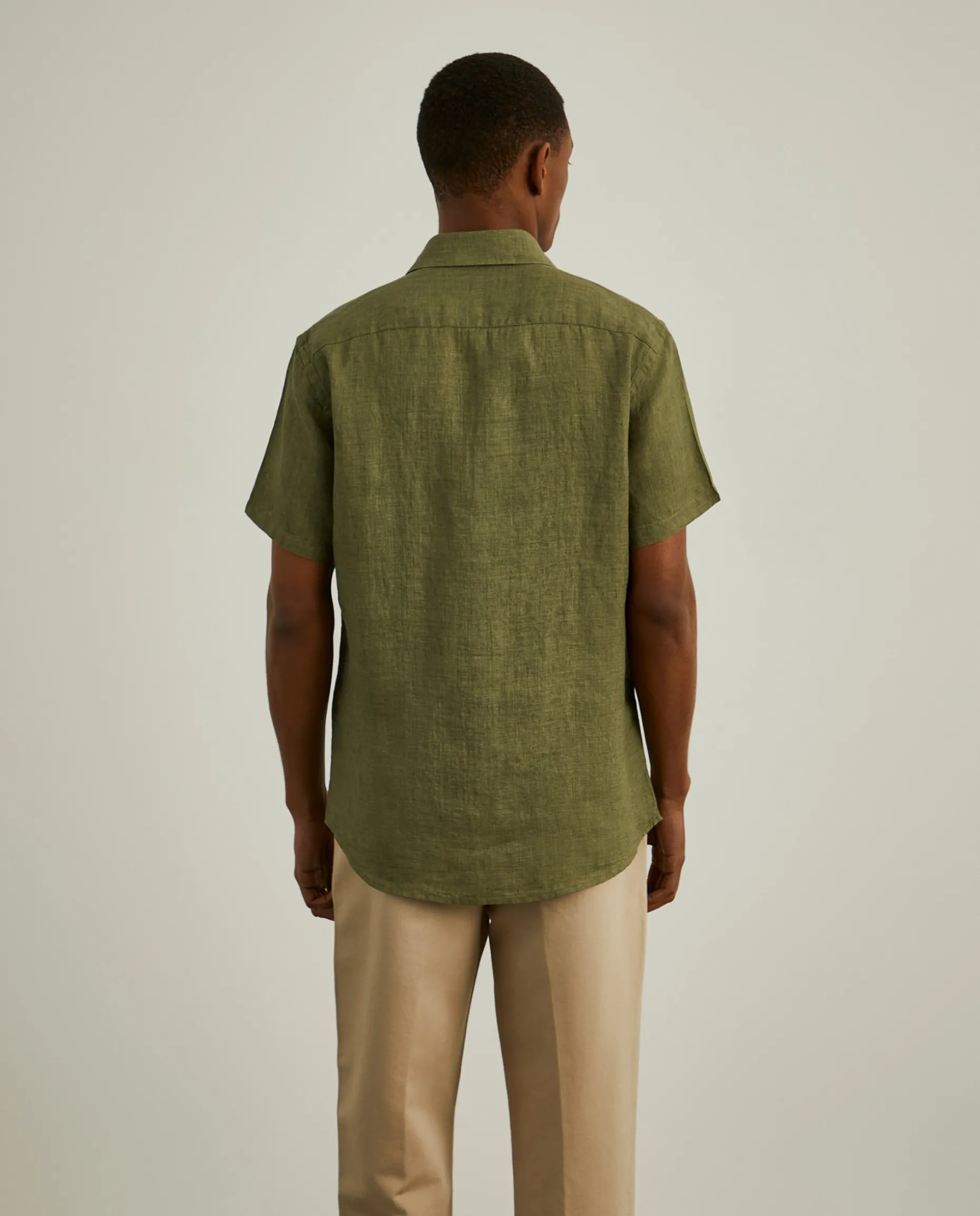 Camisa slim fit manga curta em linho|LION OF PORCHES Hot