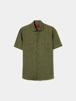 Camisa slim fit manga curta em linho|LION OF PORCHES Hot