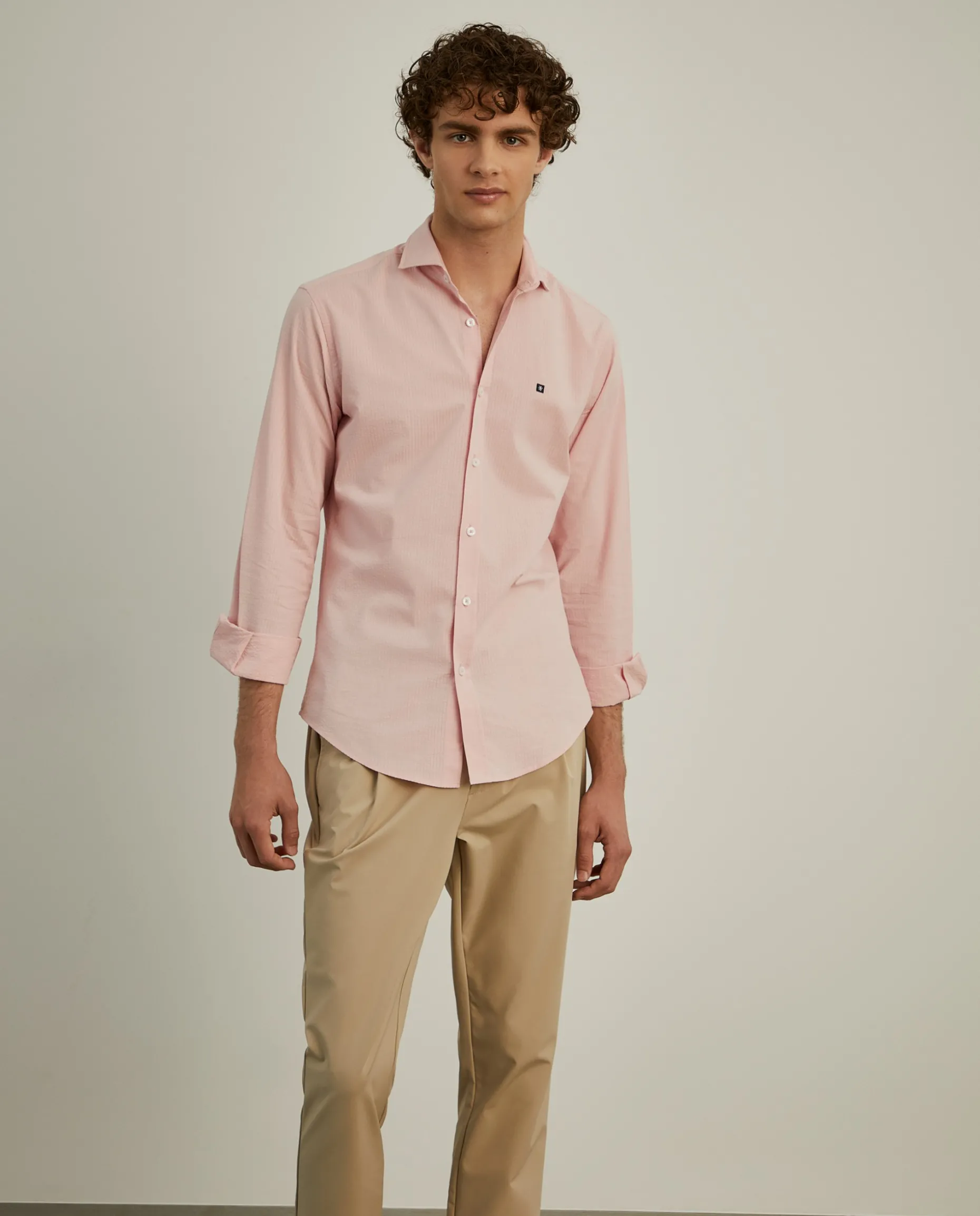 Camisa slim fit seersucker|LION OF PORCHES Best Sale