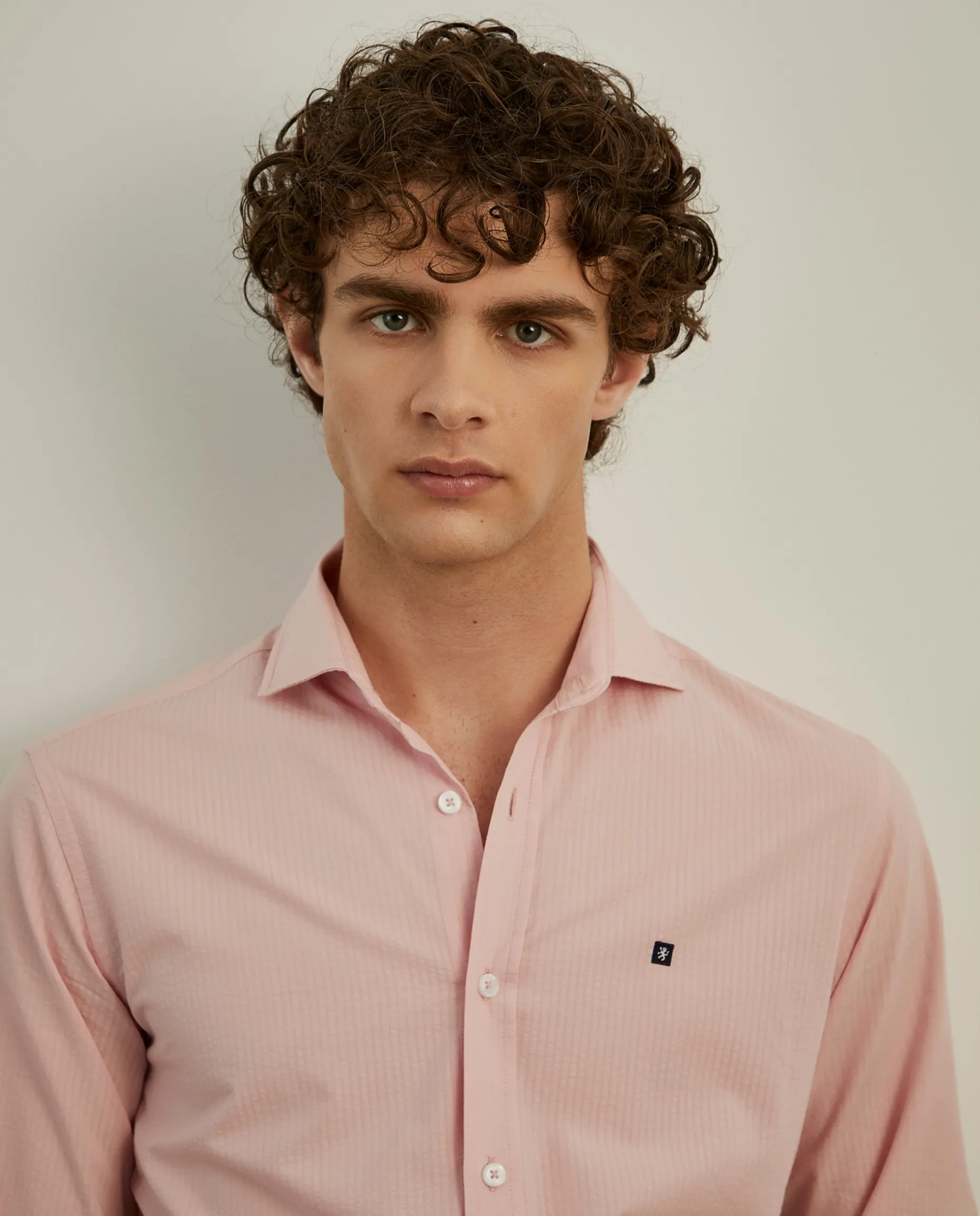 Camisa slim fit seersucker|LION OF PORCHES Best Sale