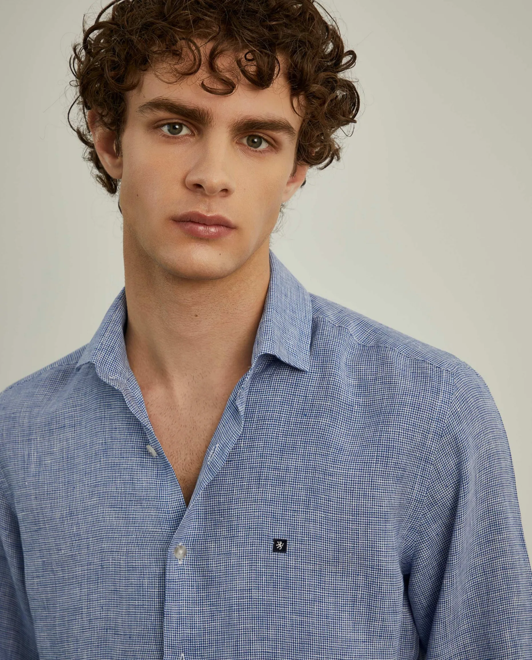 Camisa xadrez de linho slim fit|LION OF PORCHES Sale