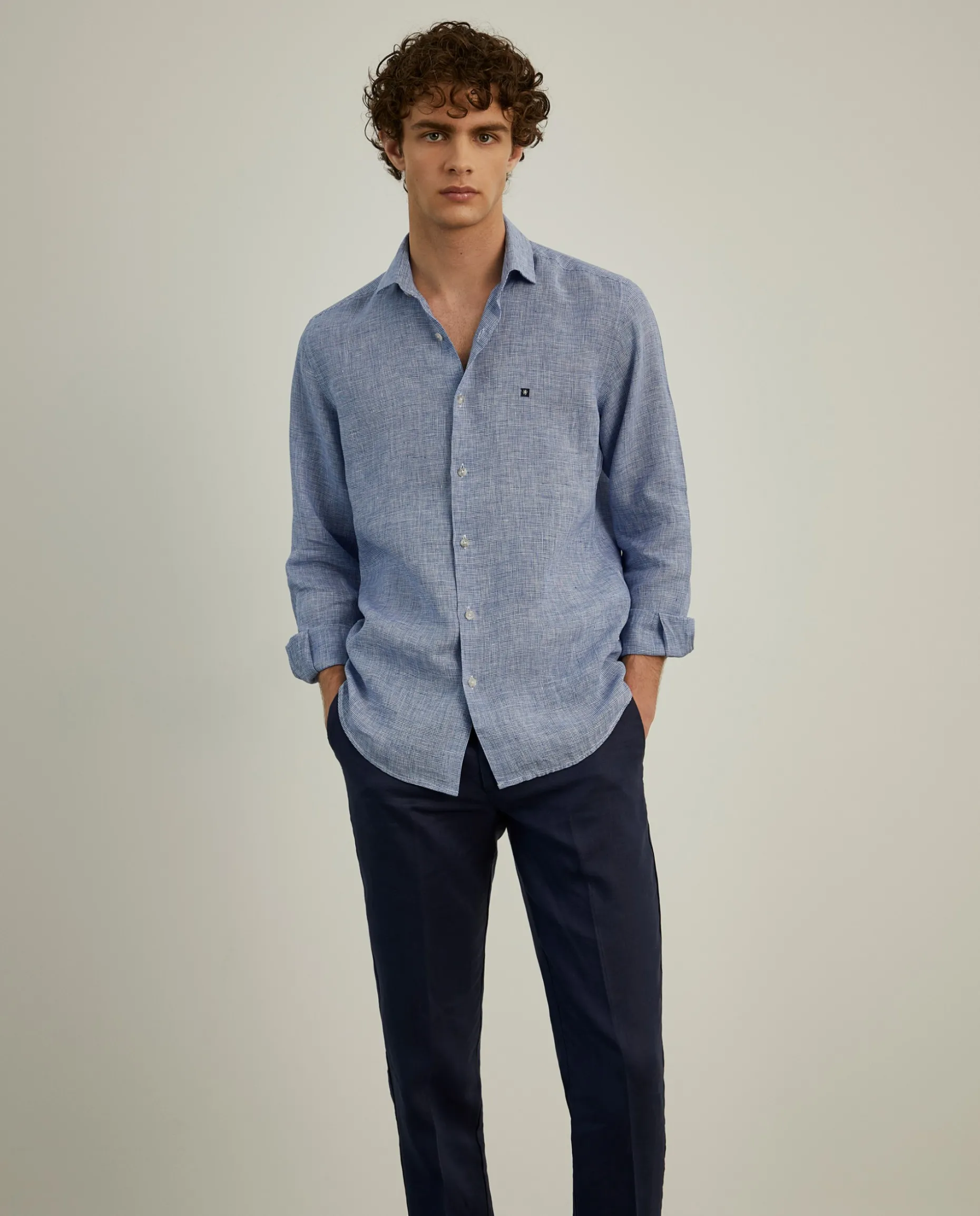 Camisa xadrez de linho slim fit|LION OF PORCHES Sale