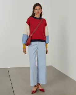 Camisola color block em lã merino e caxemira|LION OF PORCHES Discount