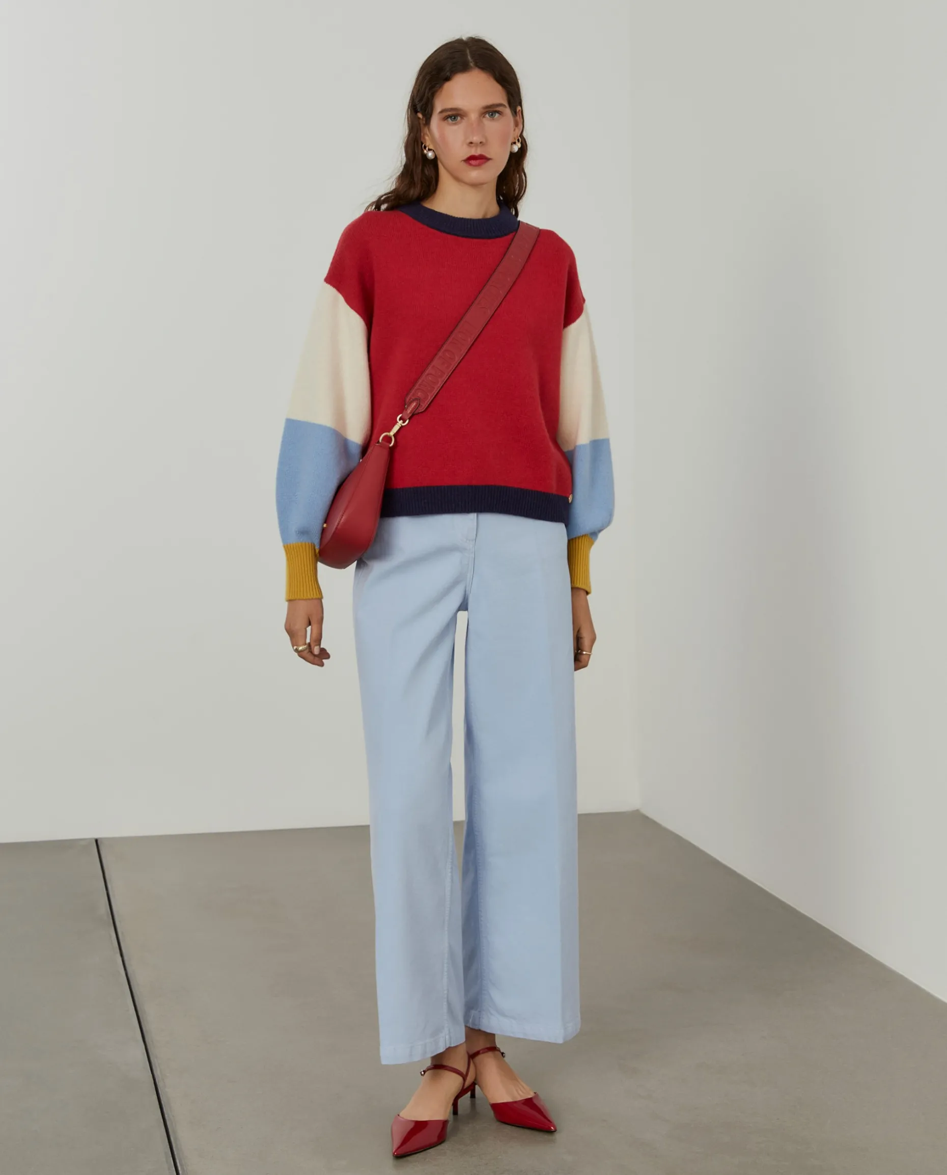 Camisola color block em lã merino e caxemira|LION OF PORCHES Discount