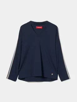 Camisola com riscas decote em V|LION OF PORCHES Online