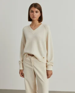 Camisola de lã decote em V|LION OF PORCHES Flash Sale