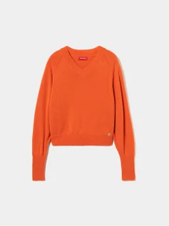 Camisola de lã decote em V|LION OF PORCHES Best Sale