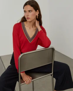 Camisola de malha em liocel e algodão com riscas|LION OF PORCHES Online