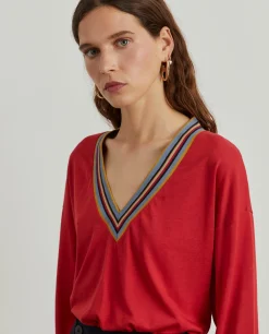 Camisola de malha em liocel e algodão com riscas|LION OF PORCHES Online