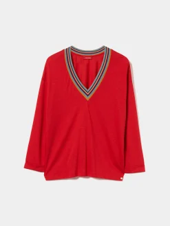 Camisola de malha em liocel e algodão com riscas|LION OF PORCHES Online