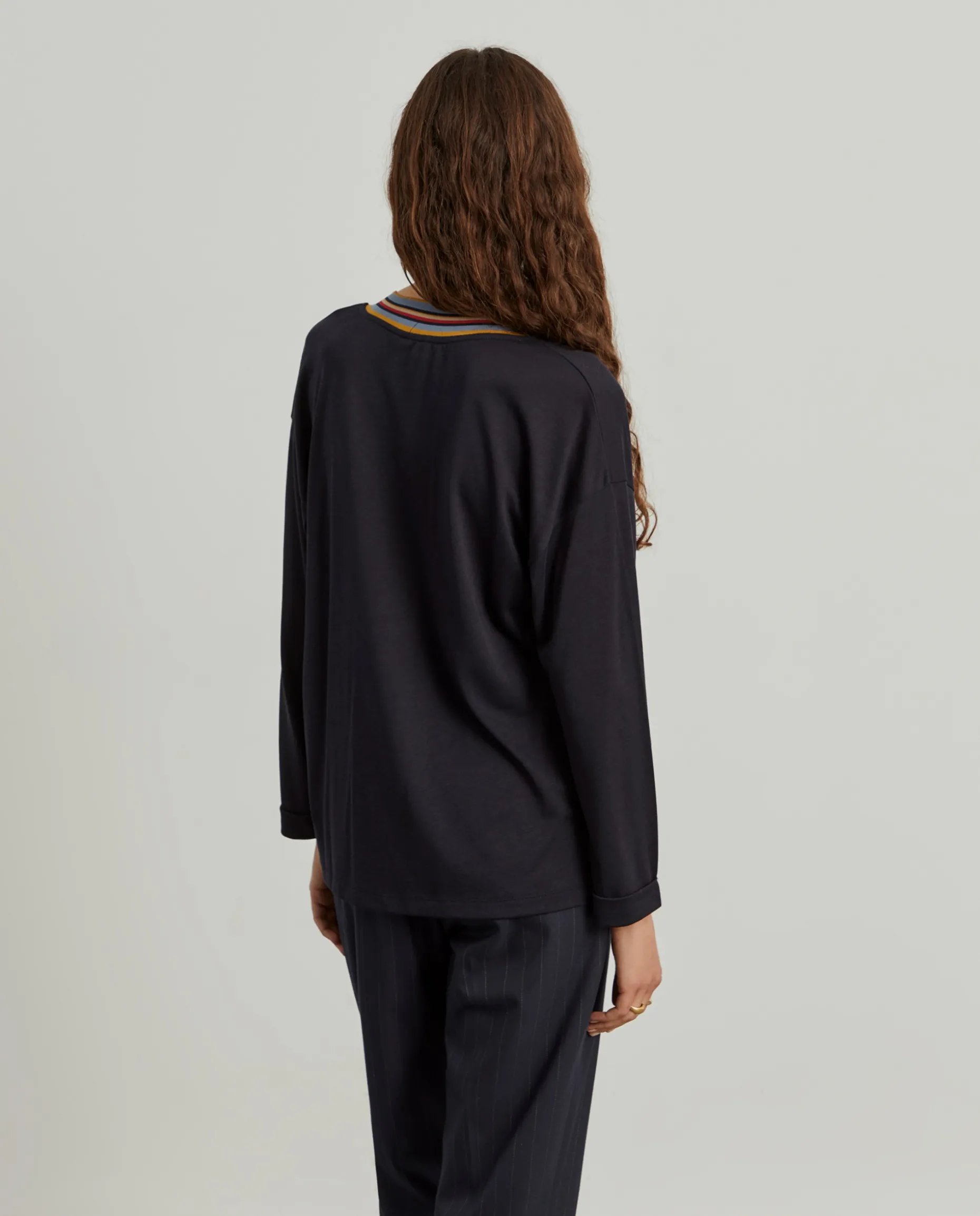 Camisola de malha em liocel e algodão com riscas|LION OF PORCHES Best