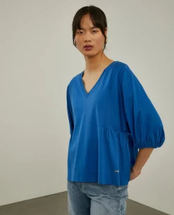 Camisola decote em V com manga abalonada|LION OF PORCHES New