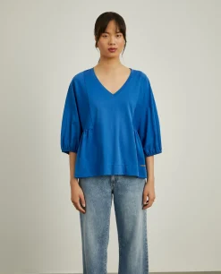 Camisola decote em V com manga abalonada|LION OF PORCHES New
