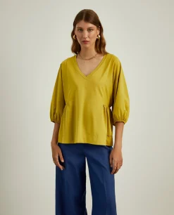 Camisola decote em V com manga abalonada|LION OF PORCHES Cheap