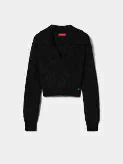 Camisola decote em V com lã mohair|LION OF PORCHES Store