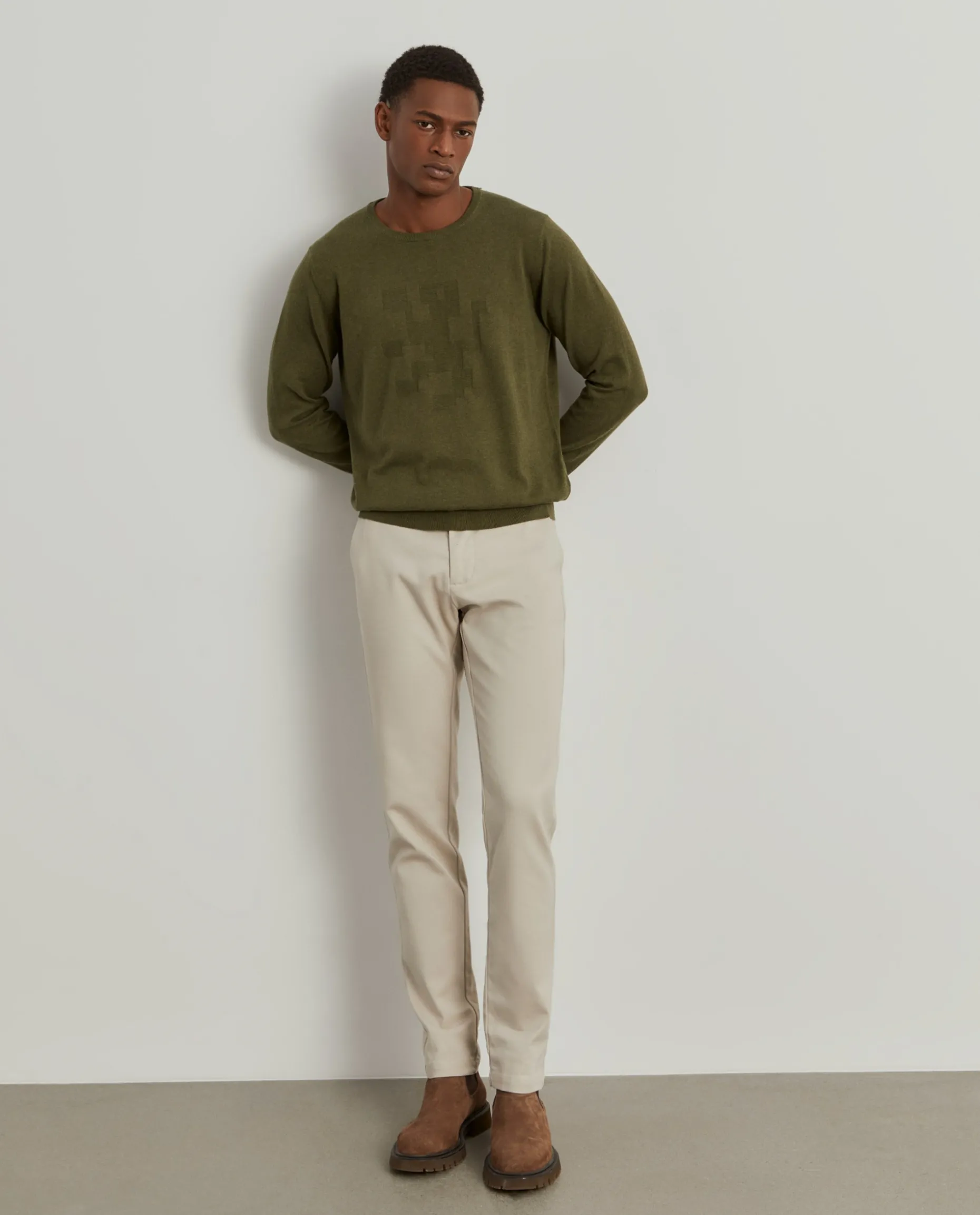 Camisola decote redondo em algodão e caxemira|LION OF PORCHES Cheap