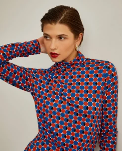 Camisola gola alta com padrão geométrico|LION OF PORCHES Best Sale