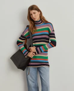 Camisola gola alta riscas multicolores|LION OF PORCHES Store