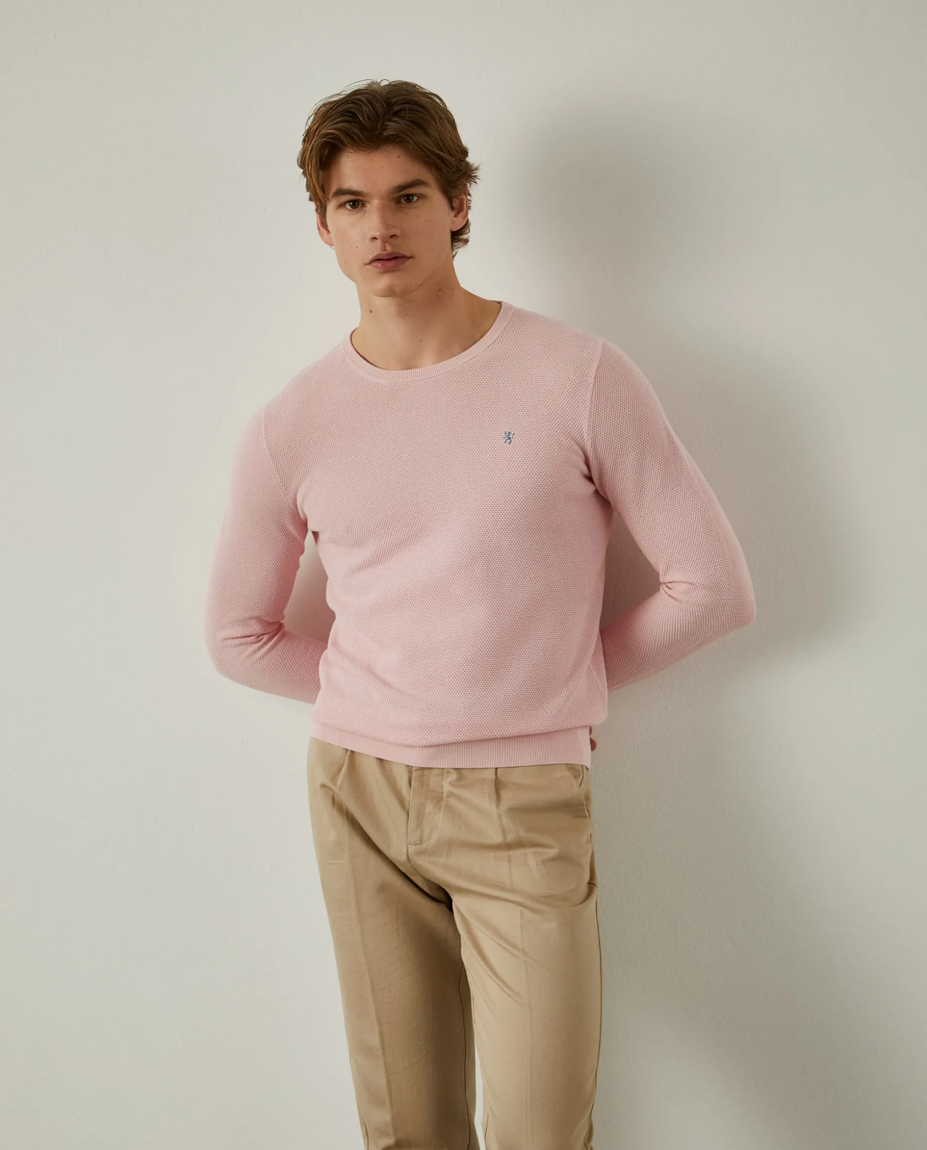Camisola malha estruturada com gola redonda|LION OF PORCHES Outlet