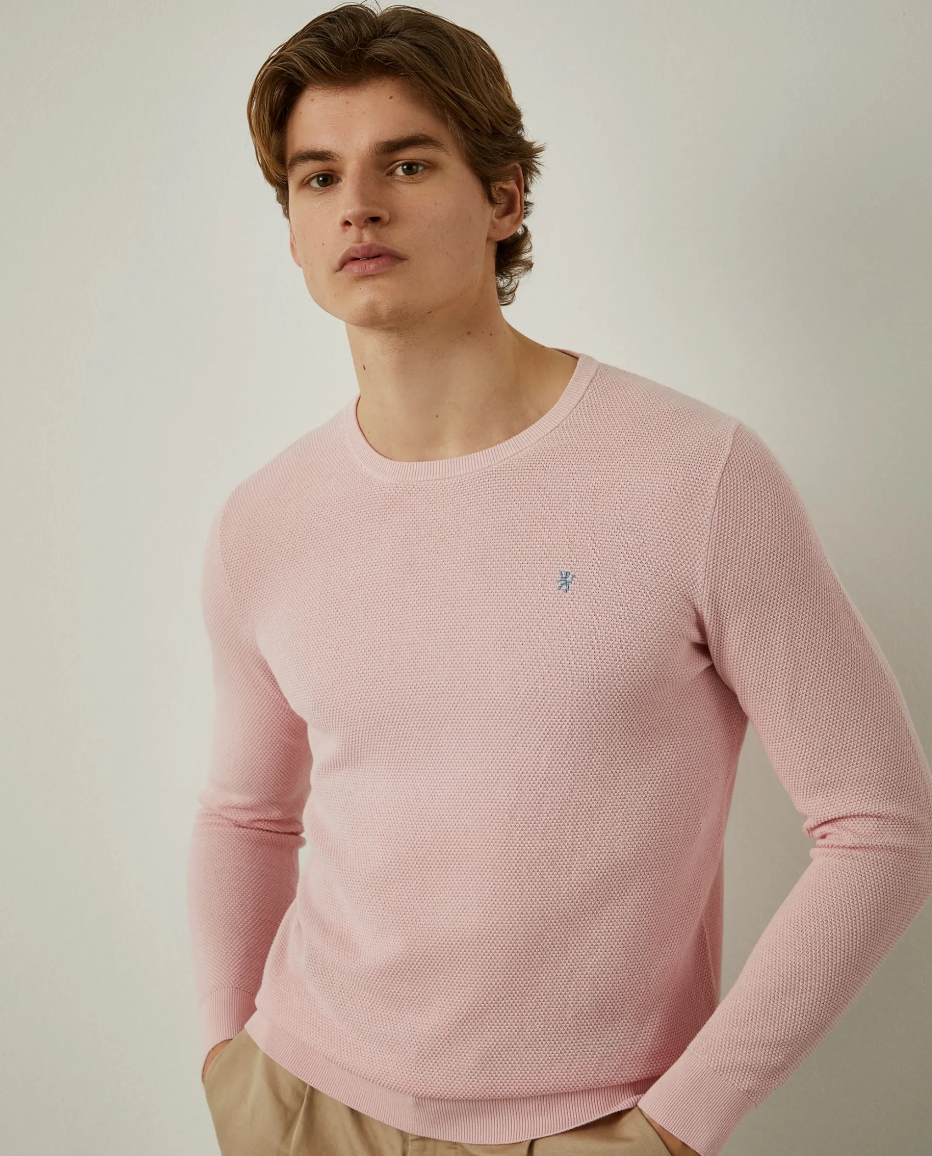 Camisola malha estruturada com gola redonda|LION OF PORCHES Outlet