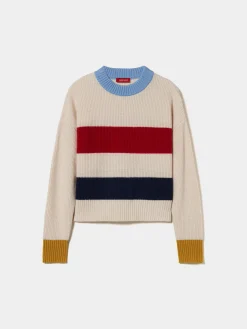 Camisola tricotada às riscas com lã e caxemira|LION OF PORCHES Cheap