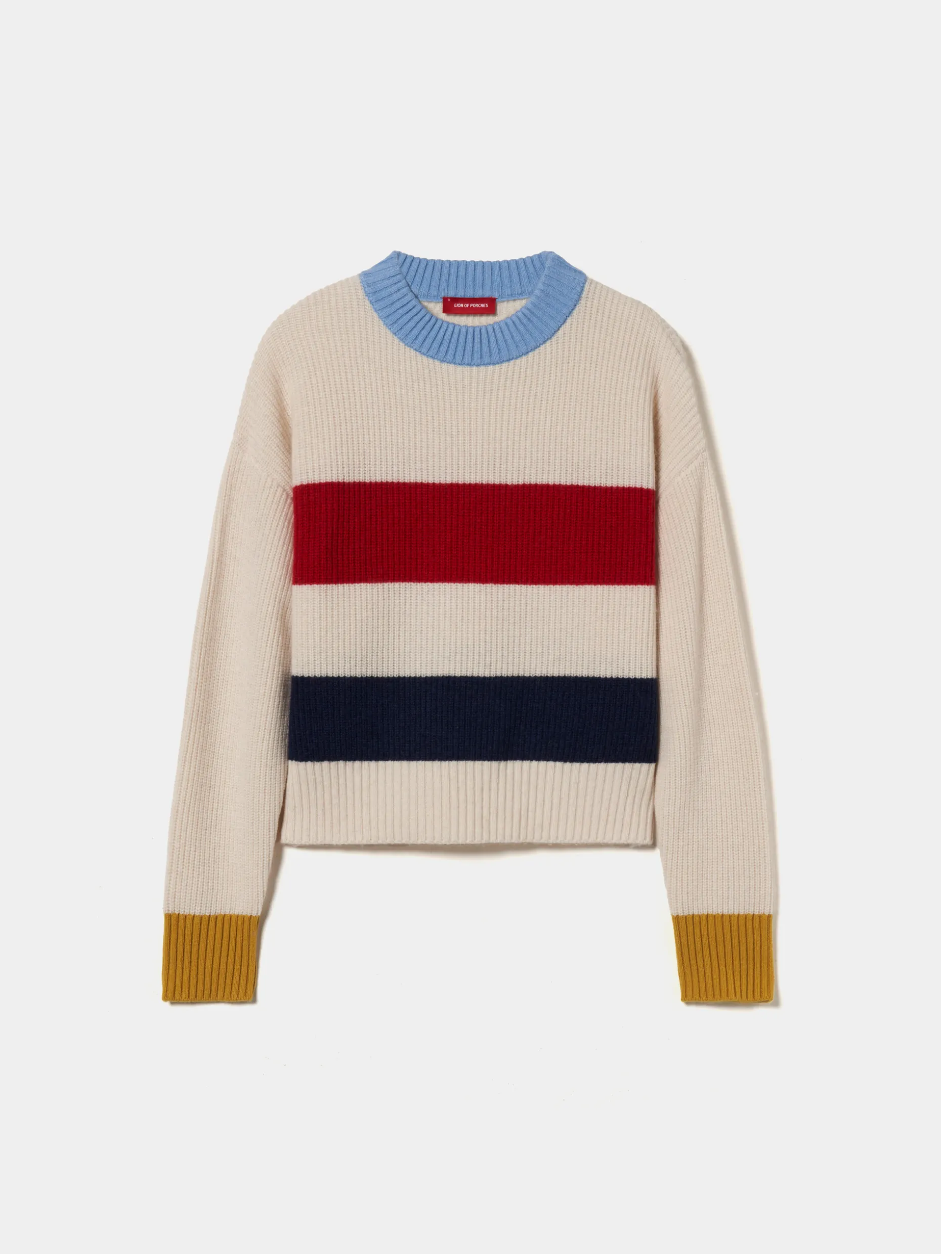 Camisola tricotada às riscas com lã e caxemira|LION OF PORCHES Cheap