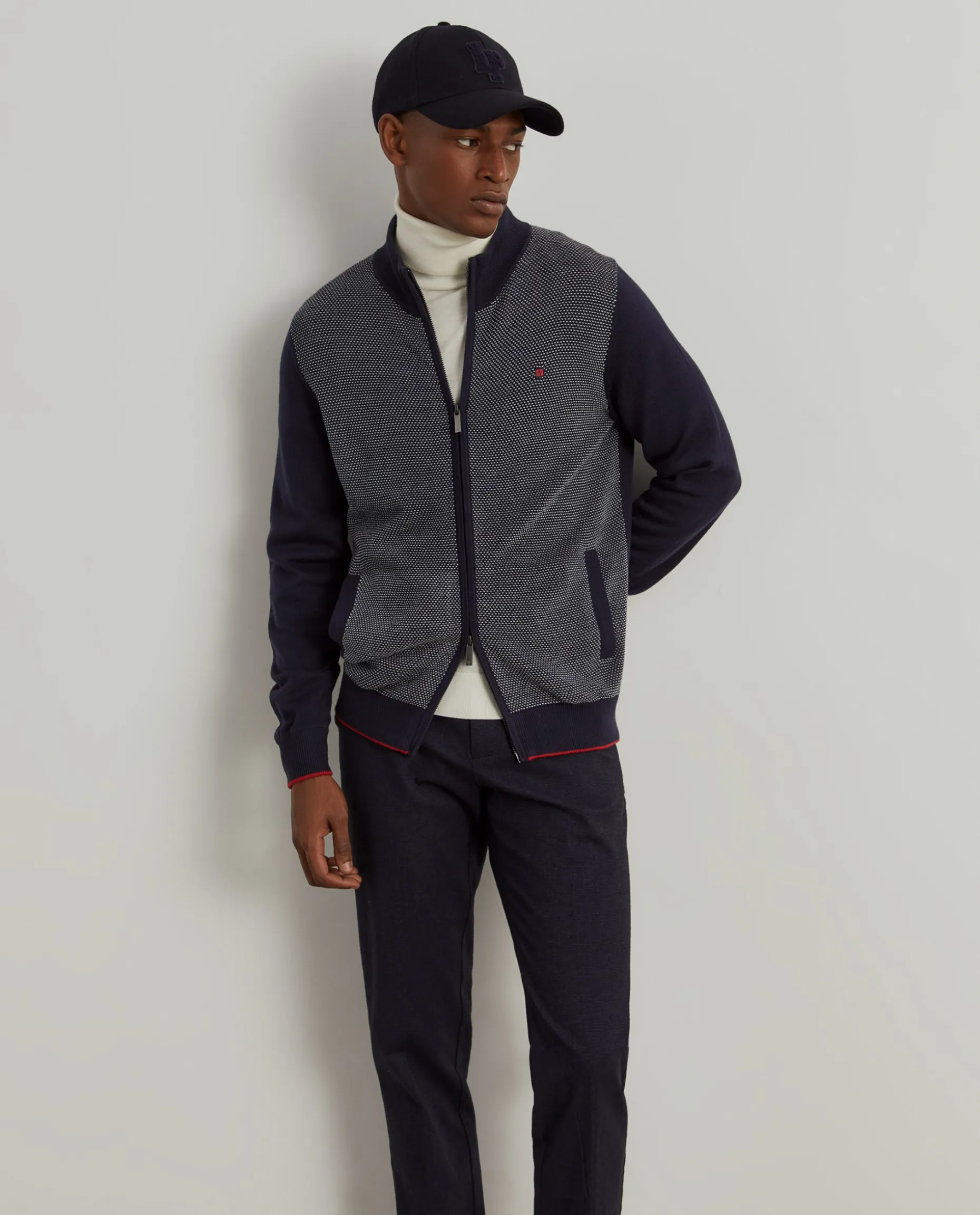 Casaco de malha bicolor lã merino|LION OF PORCHES Online
