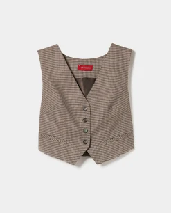 Colete curto pied de poule com bolsos|LION OF PORCHES Online