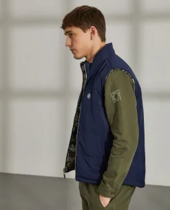 Colete reversível com padrão tropa e bolsos|LION OF PORCHES Store
