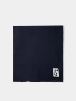 Echarpe para homem de linho e viscose com franjas e branding|LION OF PORCHES Outlet