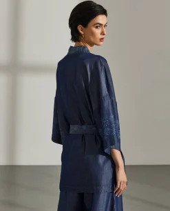 Kimono para mulher em lyocell estampado com cinto|LION OF PORCHES Best Sale