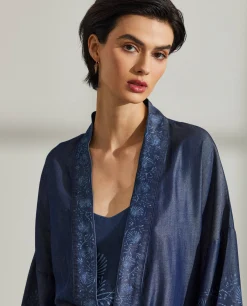 Kimono para mulher em lyocell estampado com cinto|LION OF PORCHES Best Sale
