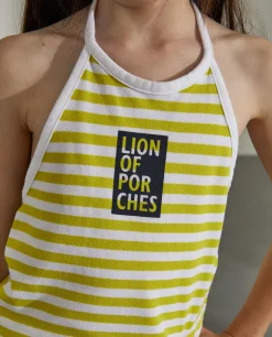 Macacão às riscas sem mangas com estampado|LION OF PORCHES Clearance