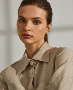 Overshirt para mulher de linho com cinto e bolsos|LION OF PORCHES Hot