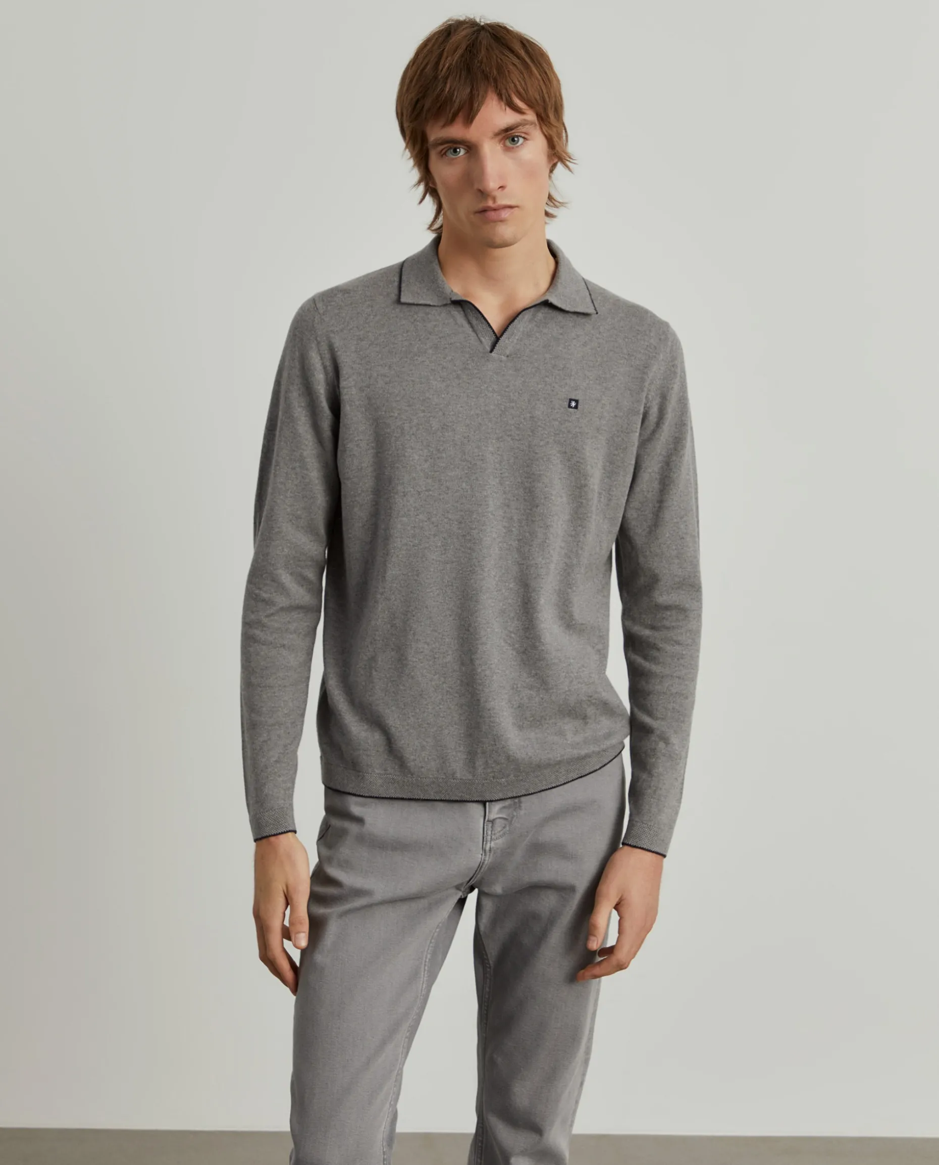 Polo manga comprida em algodão e caxemira|LION OF PORCHES Discount