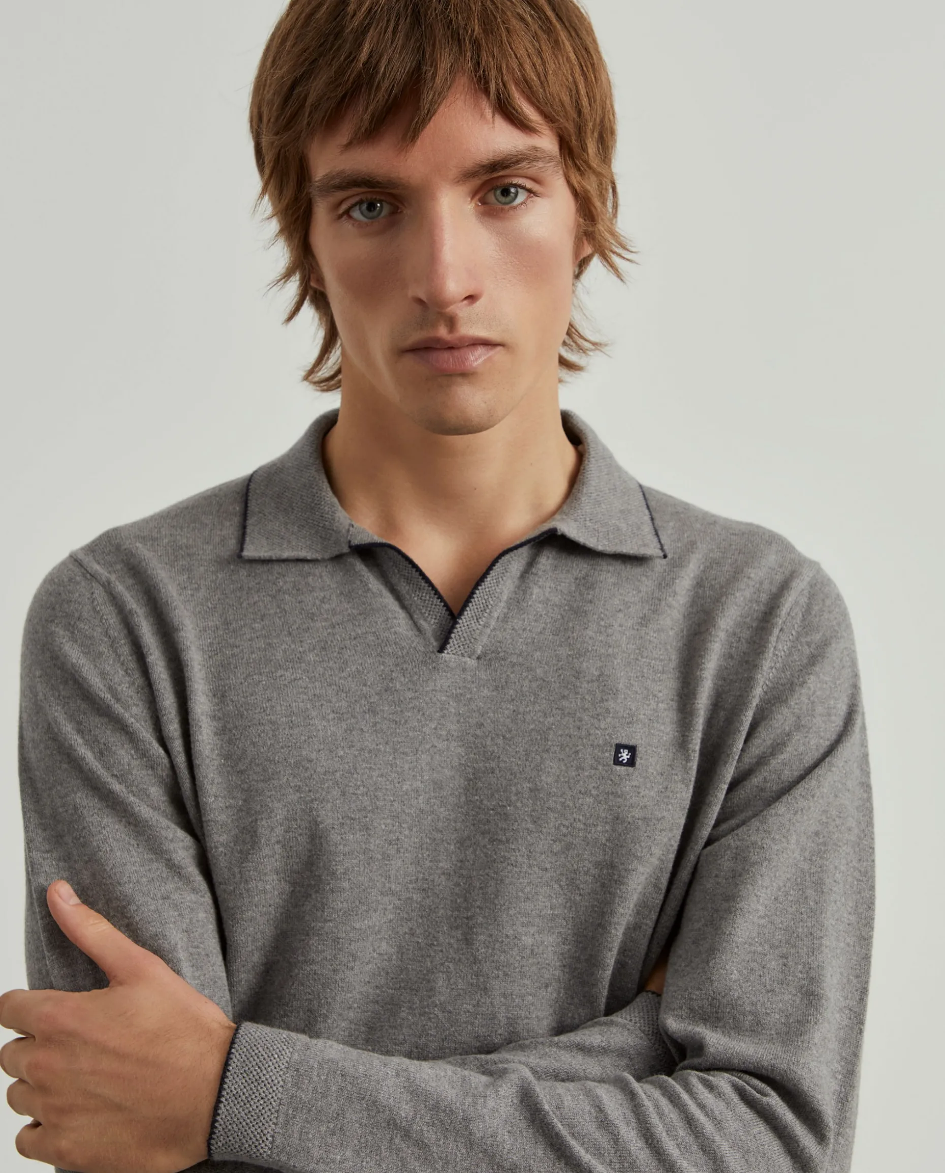 Polo manga comprida em algodão e caxemira|LION OF PORCHES Discount