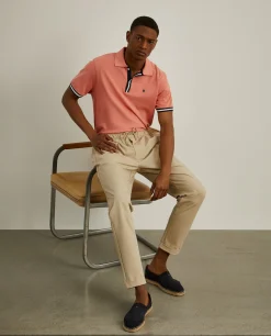 Polo manga curta em algodão com riscas|LION OF PORCHES Fashion