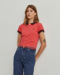 Polo piqué bicolor em algodão|LION OF PORCHES Outlet