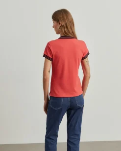 Polo piqué bicolor em algodão|LION OF PORCHES Outlet