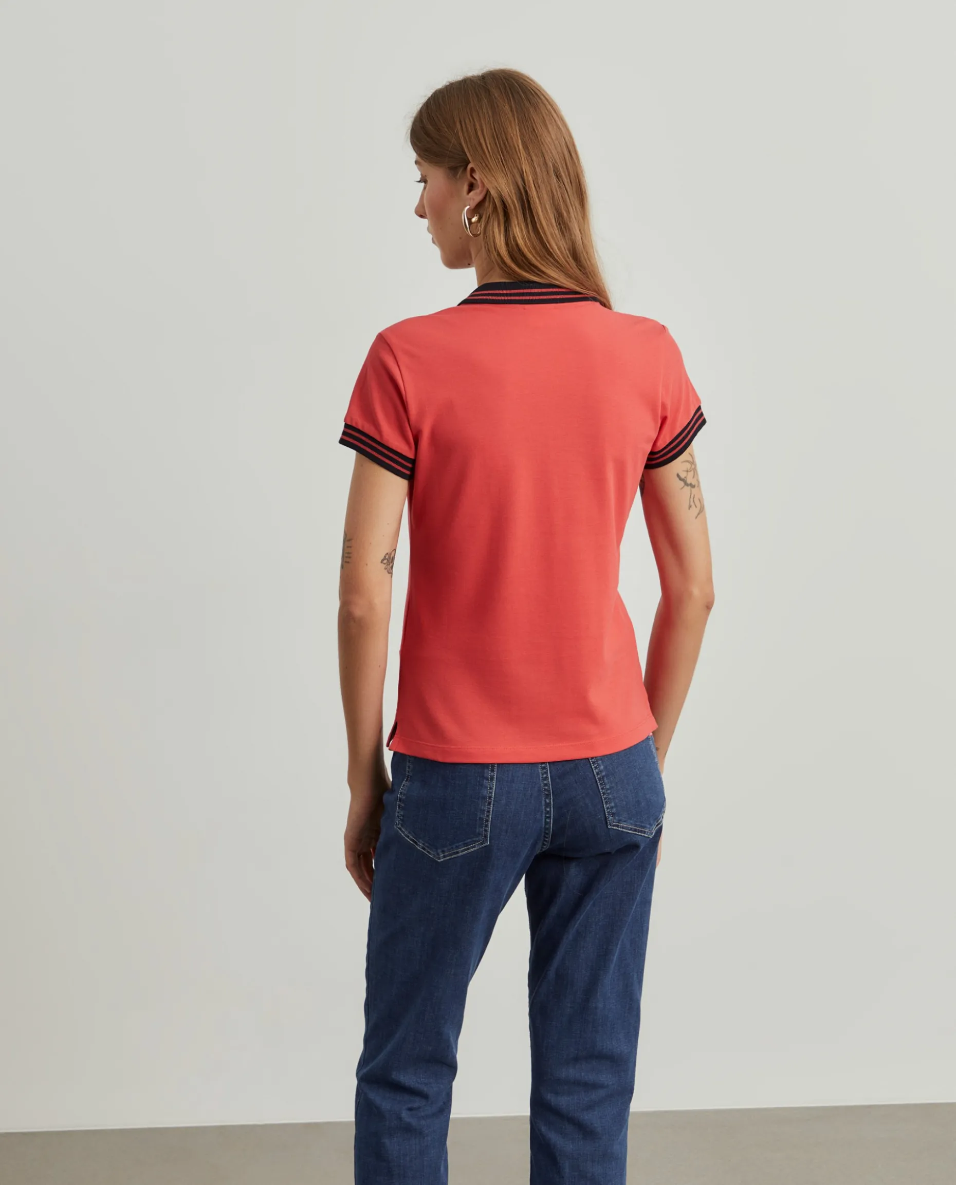 Polo piqué bicolor em algodão|LION OF PORCHES Outlet