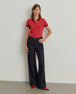 Polo piqué bicolor em algodão|LION OF PORCHES Best Sale