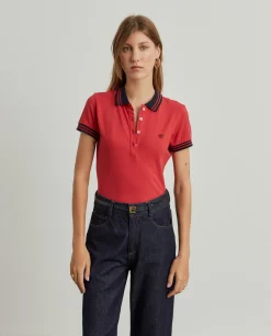 Polo piqué bicolor em algodão|LION OF PORCHES Best Sale