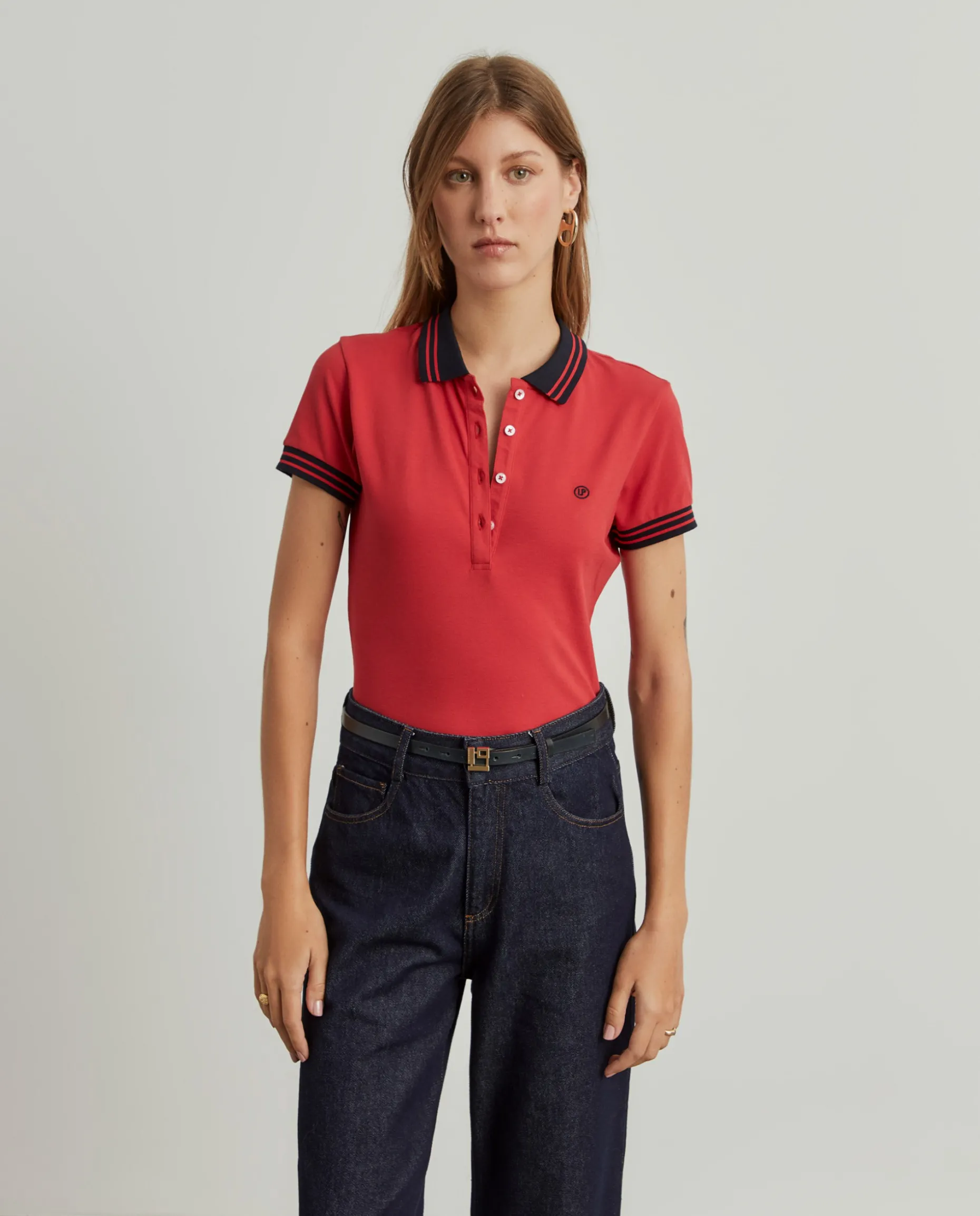 Polo piqué bicolor em algodão|LION OF PORCHES Best Sale