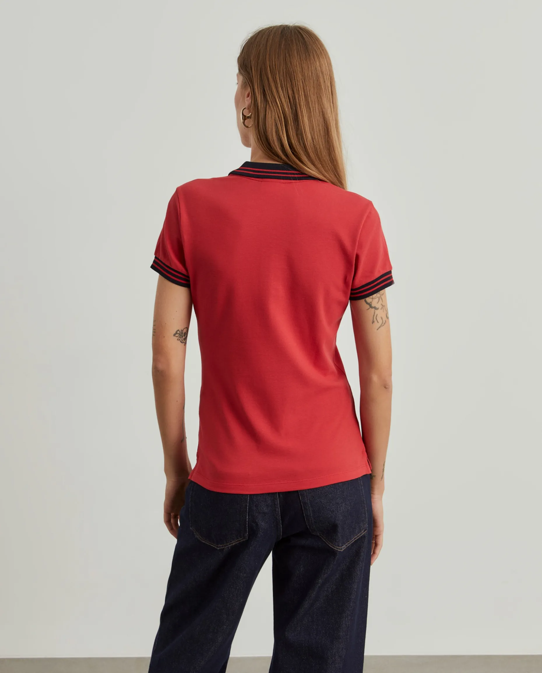 Polo piqué bicolor em algodão|LION OF PORCHES Best Sale