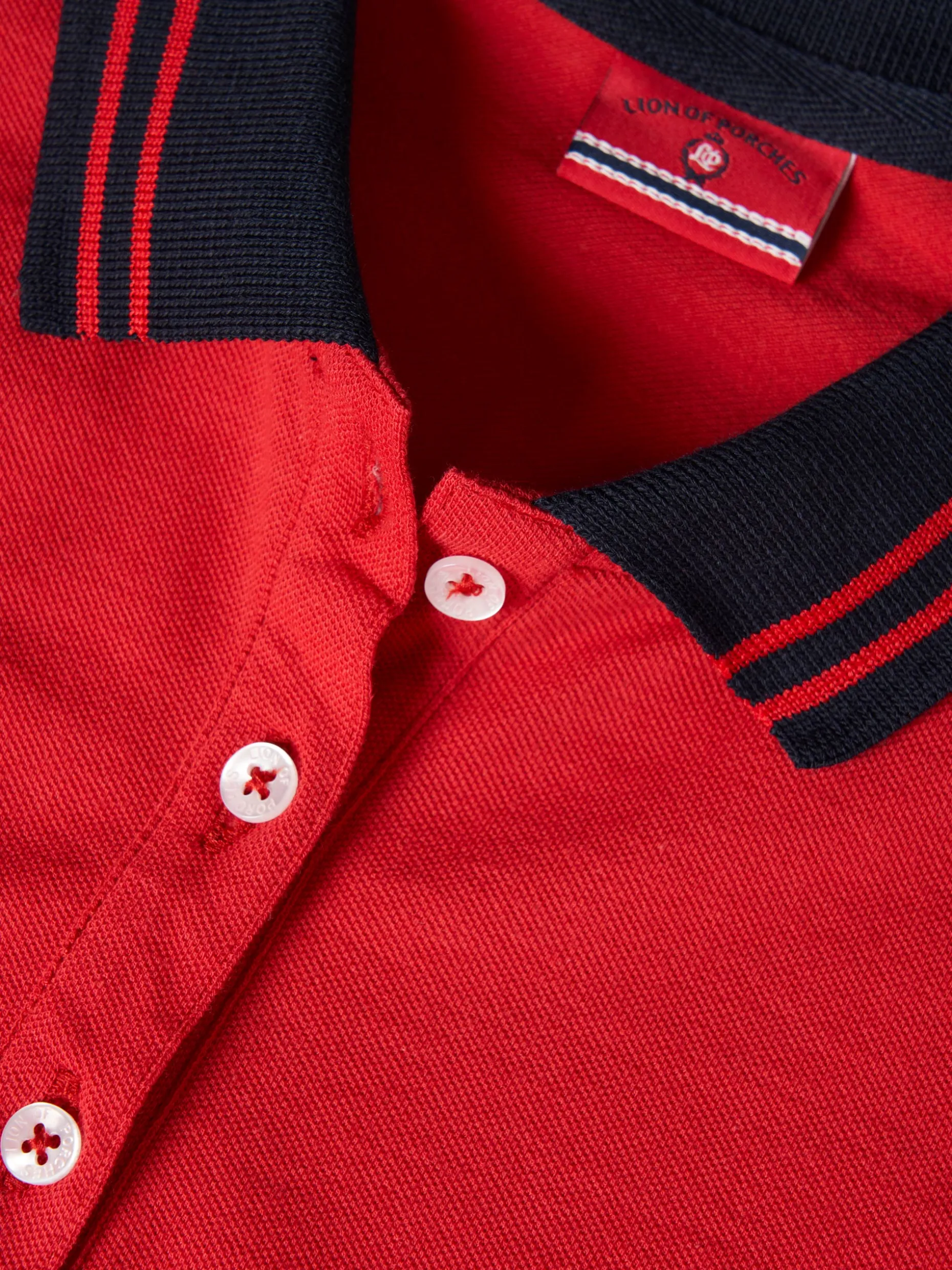 Polo piqué bicolor em algodão|LION OF PORCHES Best Sale