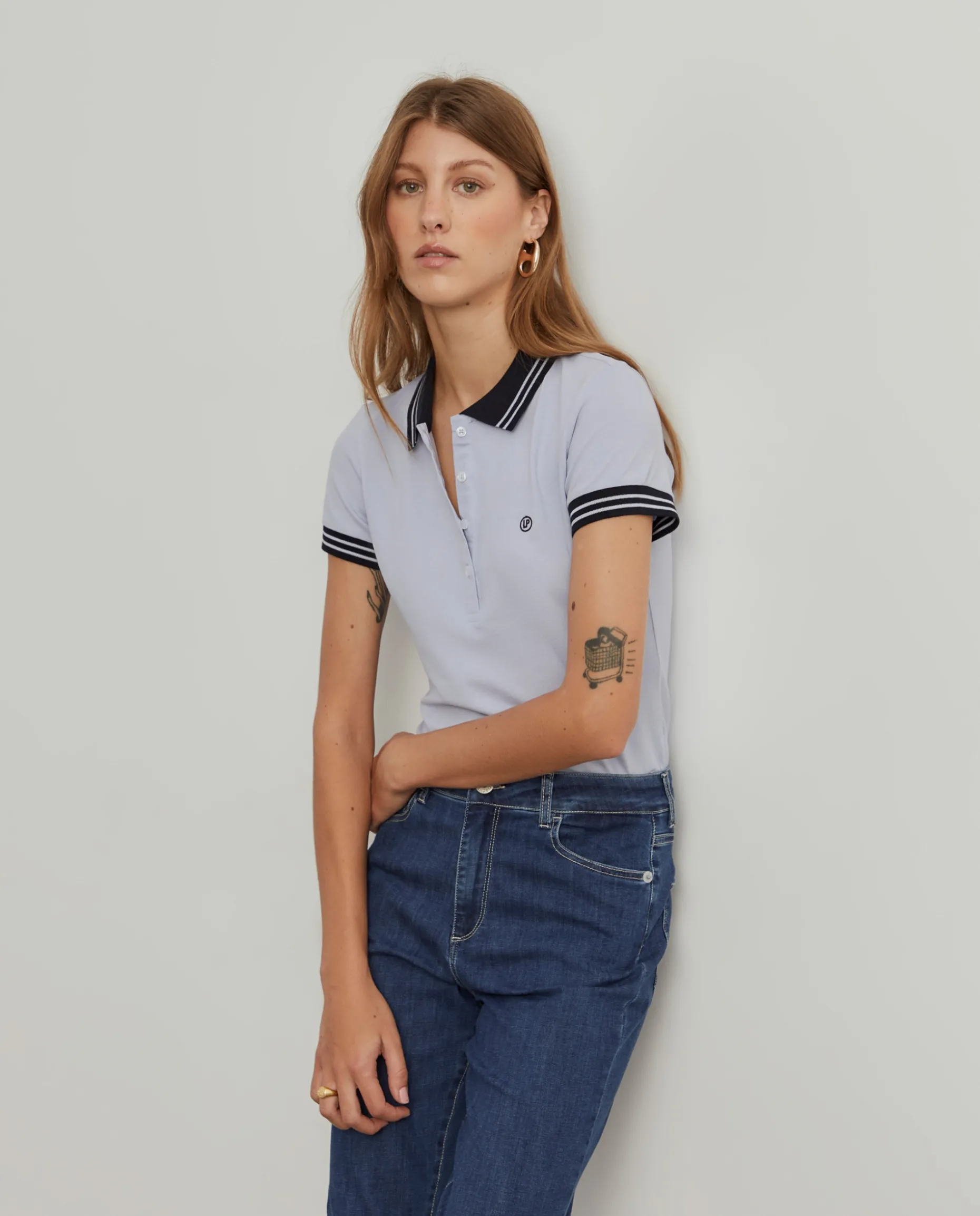 Polo piqué bicolor em algodão|LION OF PORCHES Store