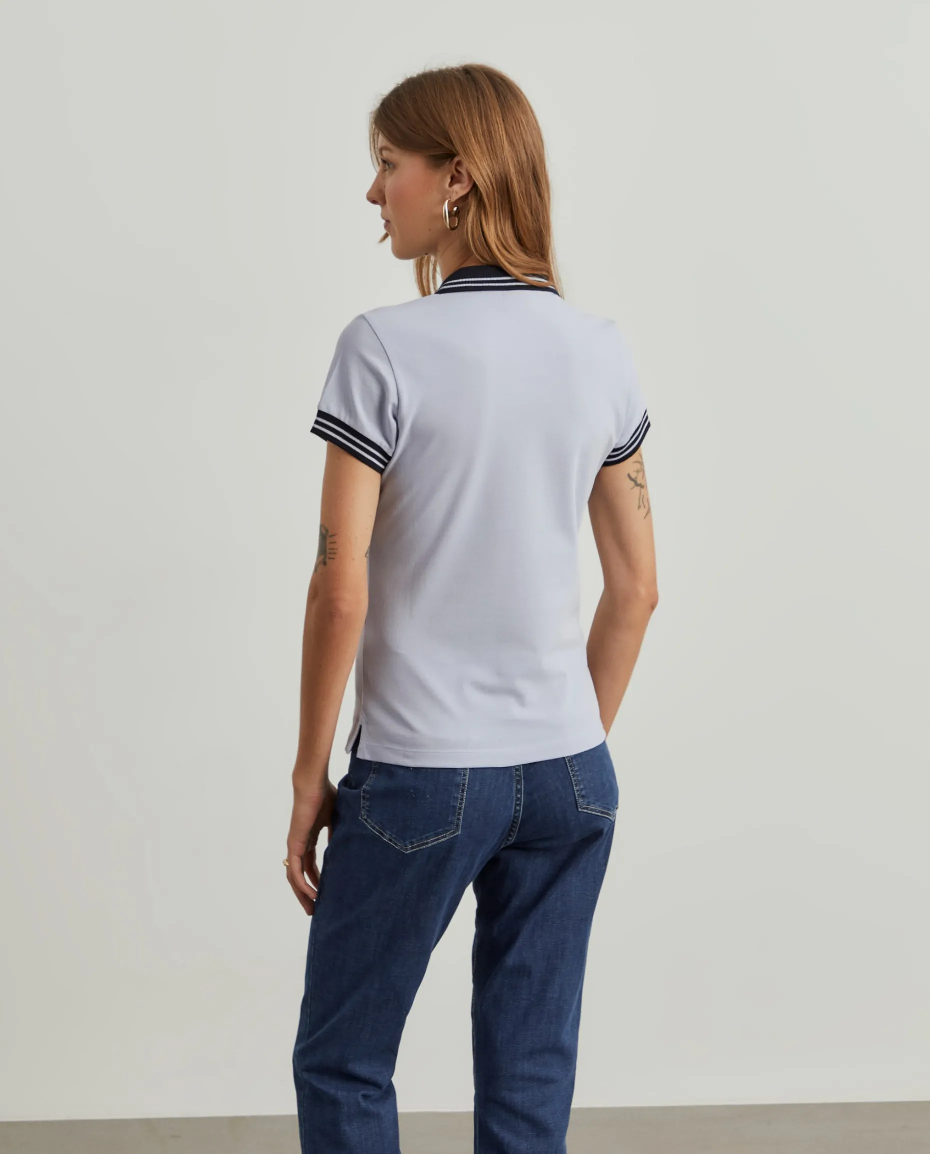 Polo piqué bicolor em algodão|LION OF PORCHES Store