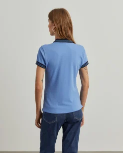 Polo piqué bicolor em algodão|LION OF PORCHES Best Sale