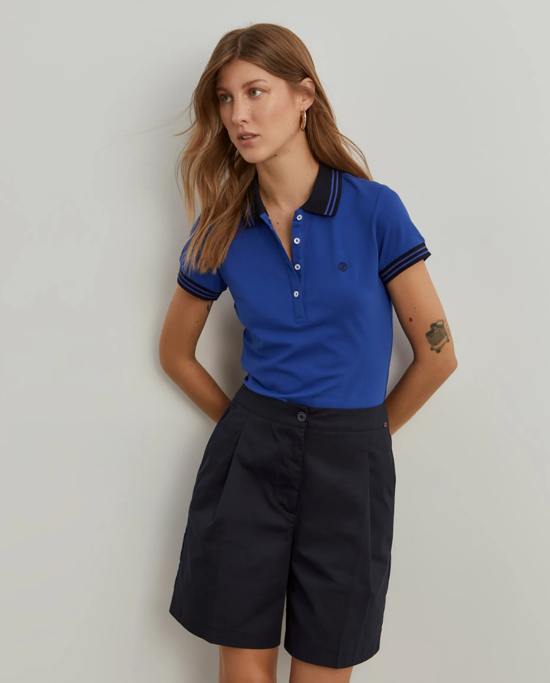 Polo piqué bicolor em algodão|LION OF PORCHES Cheap