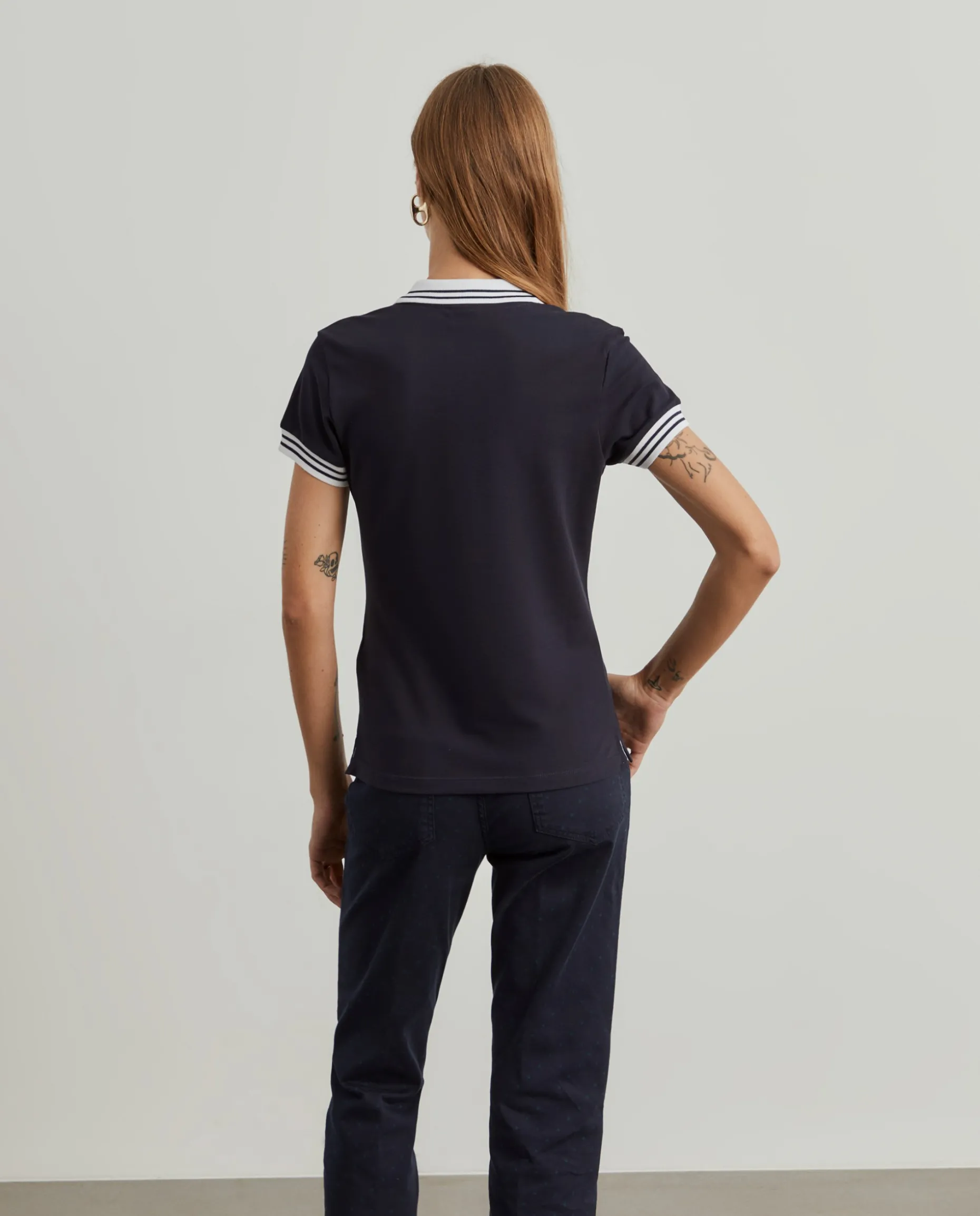 Polo piqué bicolor em algodão|LION OF PORCHES New